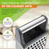 imageSpring Chef Professional Cheese Grater  Stainless Steel XL Size 4 Sides  Perfect Box Grater for Parmesan Cheese Vegetables Ginger  Dishwasher Safe  BlackGray