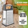 imageSpring Chef Professional Cheese Grater  Stainless Steel XL Size 4 Sides  Perfect Box Grater for Parmesan Cheese Vegetables Ginger  Dishwasher Safe  BlackGray