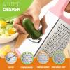 imageSpring Chef Professional Cheese Grater  Stainless Steel XL Size 4 Sides  Perfect Box Grater for Parmesan Cheese Vegetables Ginger  Dishwasher Safe  BlackPink Lemonade