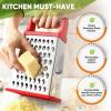 imageSpring Chef Professional Cheese Grater  Stainless Steel XL Size 4 Sides  Perfect Box Grater for Parmesan Cheese Vegetables Ginger  Dishwasher Safe  BlackRed