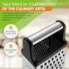 imageSpring Chef Professional Cheese Grater  Stainless Steel XL Size 4 Sides  Perfect Box Grater for Parmesan Cheese Vegetables Ginger  Dishwasher Safe  BlackBlack