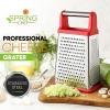 imageSpring Chef Professional Cheese Grater  Stainless Steel XL Size 4 Sides  Perfect Box Grater for Parmesan Cheese Vegetables Ginger  Dishwasher Safe  BlackRed