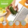 imageSpring Chef Professional Cheese Grater  Stainless Steel XL Size 4 Sides  Perfect Box Grater for Parmesan Cheese Vegetables Ginger  Dishwasher Safe  BlackMango