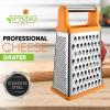 imageSpring Chef Professional Cheese Grater  Stainless Steel XL Size 4 Sides  Perfect Box Grater for Parmesan Cheese Vegetables Ginger  Dishwasher Safe  BlackMango