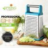 imageSpring Chef Professional Cheese Grater  Stainless Steel XL Size 4 Sides  Perfect Box Grater for Parmesan Cheese Vegetables Ginger  Dishwasher Safe  BlackTeal
