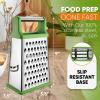 imageSpring Chef Professional Cheese Grater  Stainless Steel XL Size 4 Sides  Perfect Box Grater for Parmesan Cheese Vegetables Ginger  Dishwasher Safe  BlackGreen
