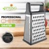 imageSpring Chef Professional Cheese Grater  Stainless Steel XL Size 4 Sides  Perfect Box Grater for Parmesan Cheese Vegetables Ginger  Dishwasher Safe  BlackGray