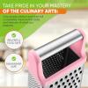 imageSpring Chef Professional Cheese Grater  Stainless Steel XL Size 4 Sides  Perfect Box Grater for Parmesan Cheese Vegetables Ginger  Dishwasher Safe  BlackPink Lemonade