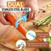 imageSpring Chef Professional Red Swivel Vegetable Peeler for Kitchen Stainless Steel Potato Peelers with Soft Grip Handle Perfect for Peeling Apple Veggie Fruit Carrot Dishwasher Safe  Set of 2Blue Aqua Sky