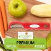 imageSpring Chef Professional Red Swivel Vegetable Peeler for Kitchen Stainless Steel Potato Peelers with Soft Grip Handle Perfect for Peeling Apple Veggie Fruit Carrot Dishwasher Safe  Set of 2Red