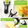 imageSpring Chef Stainless Steel Corn Peeler ampamp Premium Y ampamp Vegetable Julienne Peeler with Comfortable Handles  3 Product Bundle  Black
