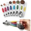 imageSpring Chef Stainless Steel Magnetic Measuring Spoons Set with Strong Magnets Heavy Duty Metal Kitchen Gadgets for Baking ampamp Cooking Fits in Most Kitchen Spice Jars Multicolor Set of 8 with LevelerMulticolor