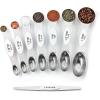 imageSpring Chef Stainless Steel Magnetic Measuring Spoons Set with Strong Magnets Heavy Duty Metal Kitchen Gadgets for Baking ampamp Cooking Fits in Most Kitchen Spice Jars Multicolor Set of 8 with LevelerWhite