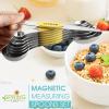 imageSpring Chef Stainless Steel Magnetic Measuring Spoons Set with Strong Magnets Heavy Duty Metal Kitchen Gadgets for Baking ampamp Cooking Fits in Most Kitchen Spice Jars Multicolor Set of 8 with LevelerYellow