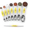 imageSpring Chef Stainless Steel Magnetic Measuring Spoons Set with Strong Magnets Heavy Duty Metal Kitchen Gadgets for Baking ampamp Cooking Fits in Most Kitchen Spice Jars Multicolor Set of 8 with LevelerYellow