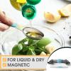 imageSpring Chef Stainless Steel Magnetic Measuring Spoons Set with Strong Magnets Heavy Duty Metal Kitchen Gadgets for Baking ampamp Cooking Fits in Most Kitchen Spice Jars Multicolor Set of 8 with LevelerBlue Aqua Sky