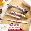 imageSpring Chef Stainless Steel Magnetic Measuring Spoons Set with Strong Magnets Heavy Duty Metal Kitchen Gadgets for Baking ampamp Cooking Fits in Most Kitchen Spice Jars Multicolor Set of 8 with LevelerPink Lemonade