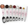 imageSpring Chef Stainless Steel Magnetic Measuring Spoons Set with Strong Magnets Heavy Duty Metal Kitchen Gadgets for Baking ampamp Cooking Fits in Most Kitchen Spice Jars Multicolor Set of 8 with LevelerPink Lemonade
