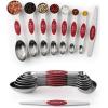 imageSpring Chef Stainless Steel Magnetic Measuring Spoons Set with Strong Magnets Heavy Duty Metal Kitchen Gadgets for Baking ampamp Cooking Fits in Most Kitchen Spice Jars Multicolor Set of 8 with LevelerRed