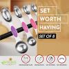 imageSpring Chef Stainless Steel Magnetic Measuring Spoons Set with Strong Magnets Heavy Duty Metal Kitchen Gadgets for Baking ampamp Cooking Fits in Most Kitchen Spice Jars Multicolor Set of 8 with LevelerNeon