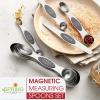 imageSpring Chef Stainless Steel Magnetic Measuring Spoons Set with Strong Magnets Heavy Duty Metal Kitchen Gadgets for Baking ampamp Cooking Fits in Most Kitchen Spice Jars Multicolor Set of 8 with LevelerGray