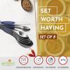 imageSpring Chef Stainless Steel Magnetic Measuring Spoons Set with Strong Magnets Heavy Duty Metal Kitchen Gadgets for Baking ampamp Cooking Fits in Most Kitchen Spice Jars Multicolor Set of 8 with LevelerSapphire