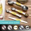 imageSpring Chef Stainless Steel Magnetic Measuring Spoons Set with Strong Magnets Heavy Duty Metal Kitchen Gadgets for Baking ampamp Cooking Fits in Most Kitchen Spice Jars Multicolor Set of 8 with LevelerYellow