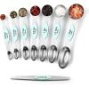 imageSpring Chef Stainless Steel Magnetic Measuring Spoons Set with Strong Magnets Heavy Duty Metal Kitchen Gadgets for Baking ampamp Cooking Fits in Most Kitchen Spice Jars Multicolor Set of 8 with LevelerMint