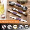 imageSpring Chef Stainless Steel Magnetic Measuring Spoons Set with Strong Magnets Heavy Duty Metal Kitchen Gadgets for Baking ampamp Cooking Fits in Most Kitchen Spice Jars Multicolor Set of 8 with LevelerPurple