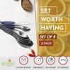 imageSpring Chef Stainless Steel Magnetic Measuring Spoons Set with Strong Magnets Heavy Duty Metal Kitchen Gadgets for Baking ampamp Cooking Fits in Most Kitchen Spice Jars Multicolor Set of 8 with LevelerSapphire
