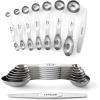 imageSpring Chef Stainless Steel Magnetic Measuring Spoons Set with Strong Magnets Heavy Duty Metal Kitchen Gadgets for Baking ampamp Cooking Fits in Most Kitchen Spice Jars Multicolor Set of 8 with LevelerWhite