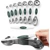 imageSpring Chef Stainless Steel Magnetic Measuring Spoons Set with Strong Magnets Heavy Duty Metal Kitchen Gadgets for Baking ampamp Cooking Fits in Most Kitchen Spice Jars Multicolor Set of 8 with LevelerPine Green
