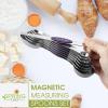 imageSpring Chef Stainless Steel Magnetic Measuring Spoons Set with Strong Magnets Heavy Duty Metal Kitchen Gadgets for Baking ampamp Cooking Fits in Most Kitchen Spice Jars Multicolor Set of 8 with LevelerPurple
