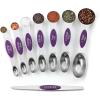 imageSpring Chef Stainless Steel Magnetic Measuring Spoons Set with Strong Magnets Heavy Duty Metal Kitchen Gadgets for Baking ampamp Cooking Fits in Most Kitchen Spice Jars Multicolor Set of 8 with LevelerPurple