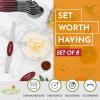imageSpring Chef Stainless Steel Magnetic Measuring Spoons Set with Strong Magnets Heavy Duty Metal Kitchen Gadgets for Baking ampamp Cooking Fits in Most Kitchen Spice Jars Multicolor Set of 8 with LevelerRed