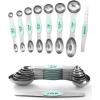 imageSpring Chef Stainless Steel Magnetic Measuring Spoons Set with Strong Magnets Heavy Duty Metal Kitchen Gadgets for Baking ampamp Cooking Fits in Most Kitchen Spice Jars Multicolor Set of 8 with LevelerMint