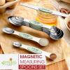 imageSpring Chef Stainless Steel Magnetic Measuring Spoons Set with Strong Magnets Heavy Duty Metal Kitchen Gadgets for Baking ampamp Cooking Fits in Most Kitchen Spice Jars Multicolor Set of 8 with LevelerPistachio