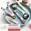 imageSpring Chef Stainless Steel Magnetic Measuring Spoons Set with Strong Magnets Heavy Duty Metal Kitchen Gadgets for Baking ampamp Cooking Fits in Most Kitchen Spice Jars Multicolor Set of 8 with LevelerPastel
