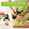 imageSpring Chef Swivel ampamp Vegetable Julienne Peeler Set for Kitchen with Stainless Steel Sharp Blades  Potato Peelers with Soft Grip Handles ampamp Blade Covers  Perfect for Carrot Zucchini Cucumber  BlackY  Julienne Peeler