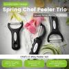 imageSpring Chef Swivel ampamp Vegetable Julienne Peeler Set for Kitchen with Stainless Steel Sharp Blades  Potato Peelers with Soft Grip Handles ampamp Blade Covers  Perfect for Carrot Zucchini Cucumber  BlackSwivel  Julienne  Y Peeler