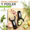 imageSpring Chef Swivel ampamp Vegetable Julienne Peeler Set for Kitchen with Stainless Steel Sharp Blades  Potato Peelers with Soft Grip Handles ampamp Blade Covers  Perfect for Carrot Zucchini Cucumber  BlackY Peeler  2 Pack