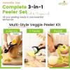 imageSpring Chef Swivel ampamp Vegetable Julienne Peeler Set for Kitchen with Stainless Steel Sharp Blades  Potato Peelers with Soft Grip Handles ampamp Blade Covers  Perfect for Carrot Zucchini Cucumber  BlackSwivel  Julienne  Y Peeler