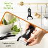 imageSpring Chef Swivel ampamp Vegetable Julienne Peeler Set for Kitchen with Stainless Steel Sharp Blades  Potato Peelers with Soft Grip Handles ampamp Blade Covers  Perfect for Carrot Zucchini Cucumber  BlackY Peeler  2 Pack
