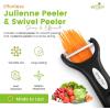 imageSpring Chef Swivel ampamp Vegetable Julienne Peeler Set for Kitchen with Stainless Steel Sharp Blades  Potato Peelers with Soft Grip Handles ampamp Blade Covers  Perfect for Carrot Zucchini Cucumber  BlackSwivel  Julienne Peeler