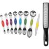 imageSpring Chef Dual Sided Magnetic Measuring Spoons Set MultiColor ampamp Stainless Steel Handheld ZesterFine Grater Black  2 Product Bundle