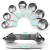 imageSpring Chef Magnetic Measuring Cups ampamp Spoons Set Patent Pending Strong N45 Magnets Heavy Duty Stainless Steel Fits in Spice Jars for Baking ampamp Cooking BPA Free Set of 15 with Leveler MulticolorMint
