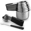 imageSpring Chef Magnetic Measuring Cups ampamp Spoons Set Patent Pending Strong N45 Magnets Heavy Duty Stainless Steel Fits in Spice Jars for Baking ampamp Cooking BPA Free Round Set of 15 with Leveler BlackMagnetic Cups  Spoons  Set of 15