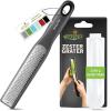 imageSpring Chef Premium Lemon Zester Grater with Handle  Fruits Garlic Chocolate Nutmeg Ginger Grater  Heavy Duty Kitchen Tool  Stainless Steel Citrus Zester with Blade Cover  Fine Shred BlackGray