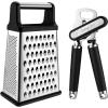 imageSpring Chef Professional Box Grater XL Size ampamp Stainless Steel Can Opener with Smooth Edge  2 Product Bundle  Black