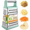 imageSpring Chef Professional Cheese Grater  Stainless Steel XL Size 4 Sides  Perfect Box Grater for Parmesan Cheese Vegetables Ginger  Dishwasher Safe  BlackMint
